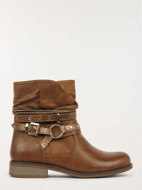 Bottines plissées camel...