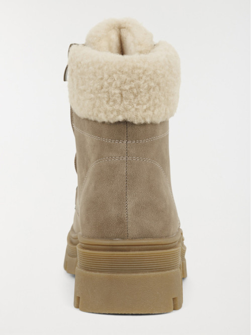 Bottine taupe col fourré...