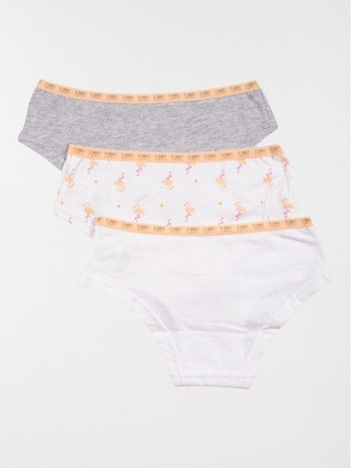 Lot de 3 shorties flamand rose fille