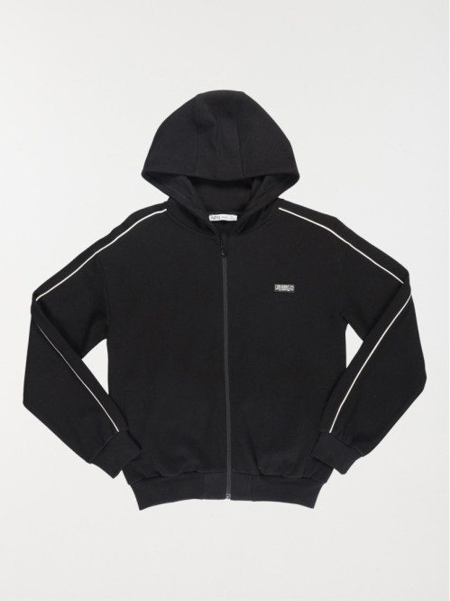 Sweat zippé capuche noir garçon (XXS-M)