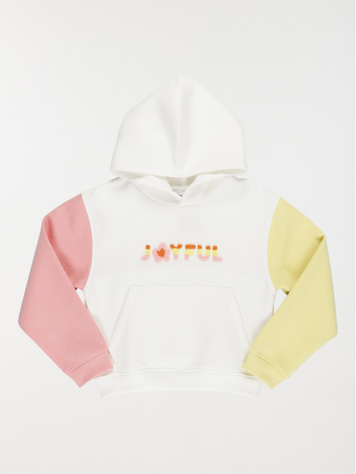 Sweat capuche tricolore fille (3-12A)
