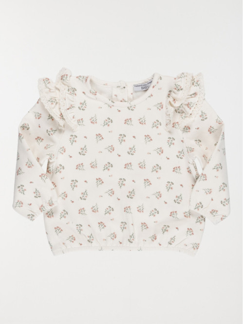 Sweat imprimé à volants fille (3-36M)