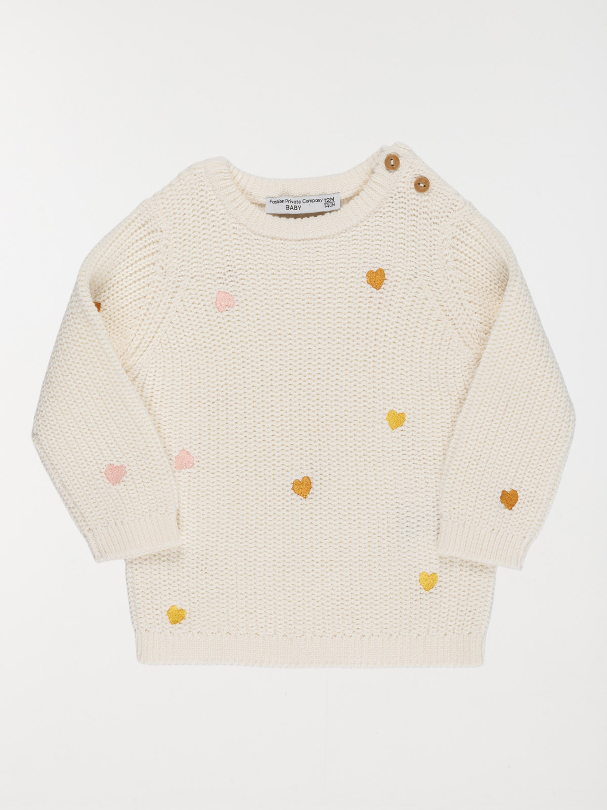 Pull coeurs brodés fille (3-36M)