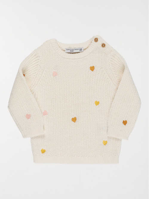 Pull coeurs brodés fille (3-36M)