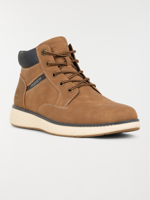 Boots lacets homme camel...