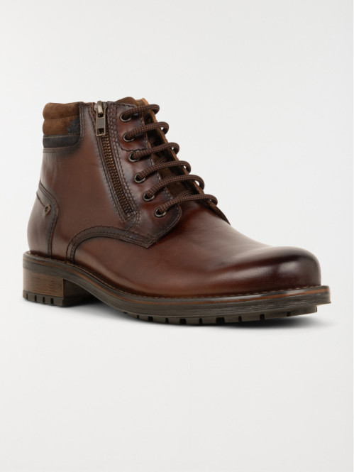 Boots marrons lacets homme...