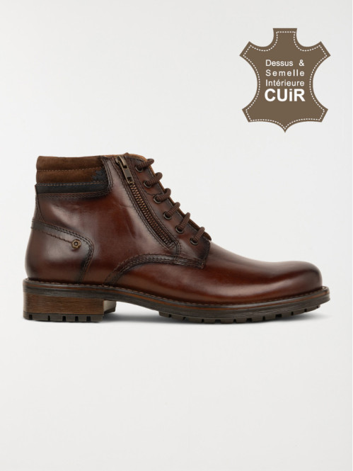 Boots marrons lacets homme (41-46)
