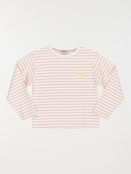 Tee-shirt rayé et fleur fille (3-12A)
