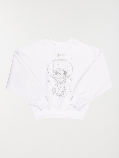 Sweat motif Stitch fille blanc (XXS-M)