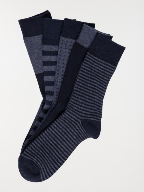 Lot 5 chaussettes rayées homme