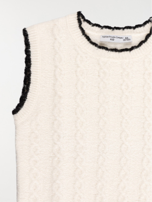 Pull sans manches écru...