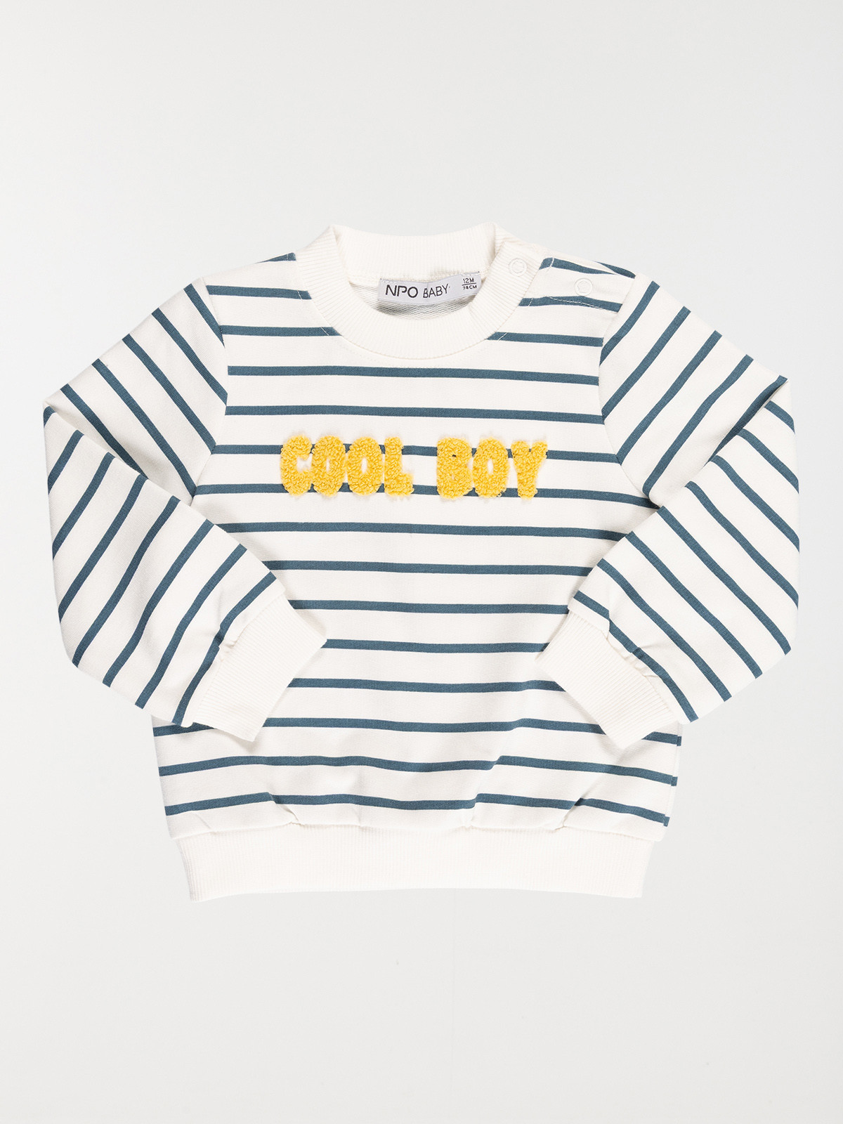 Sweat rayé message brodé garçon (3-36M)