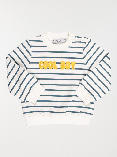 Sweat rayé message brodé garçon (3-36M)