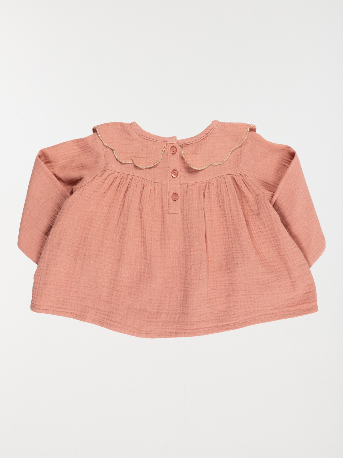 Blouse rose col claudine fille (3-36M) Blouse rose col claudine fille (3-36M)