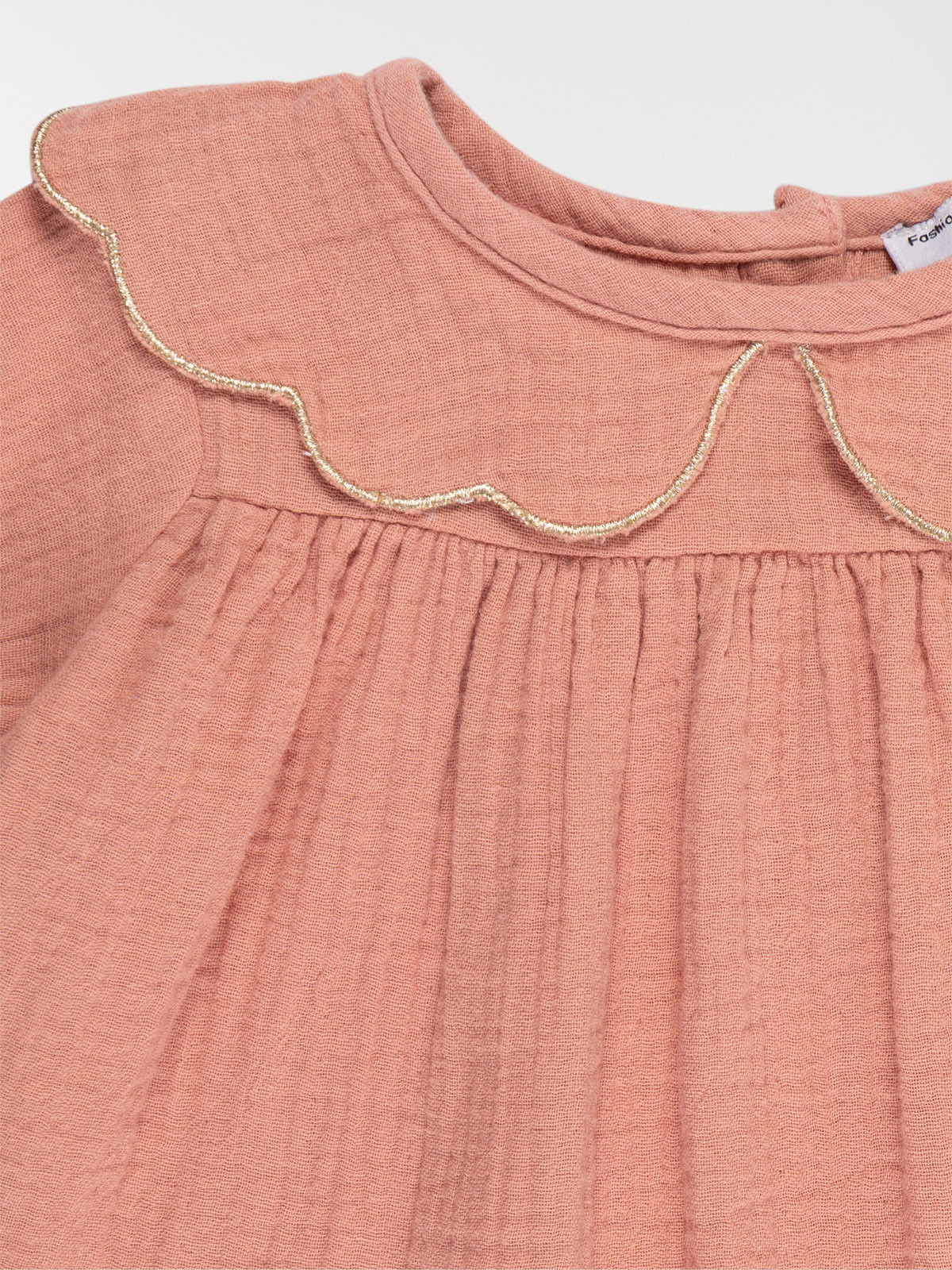 Blouse rose col claudine fille (3-36M) Blouse rose col claudine fille (3-36M)