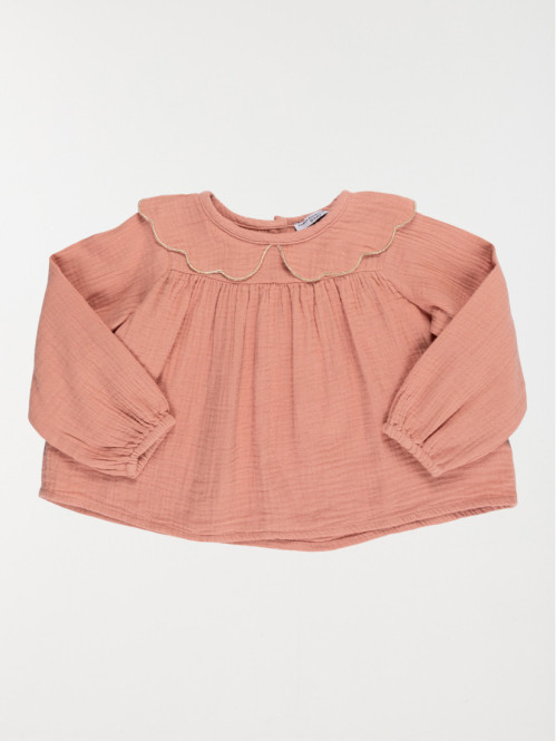 Blouse rose col claudine fille (3-36M)