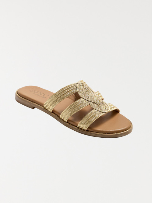 Mules plates roses dorées femme (36-41)