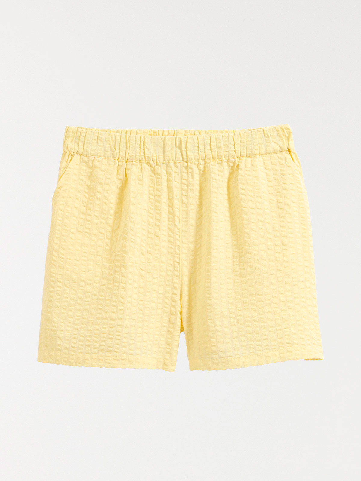 Short en seersucker jaune femme