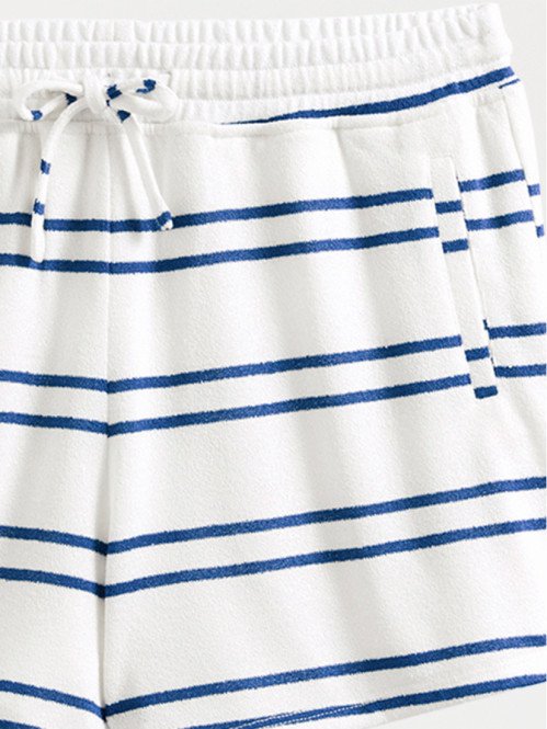 Short blanc tricot rayé femme