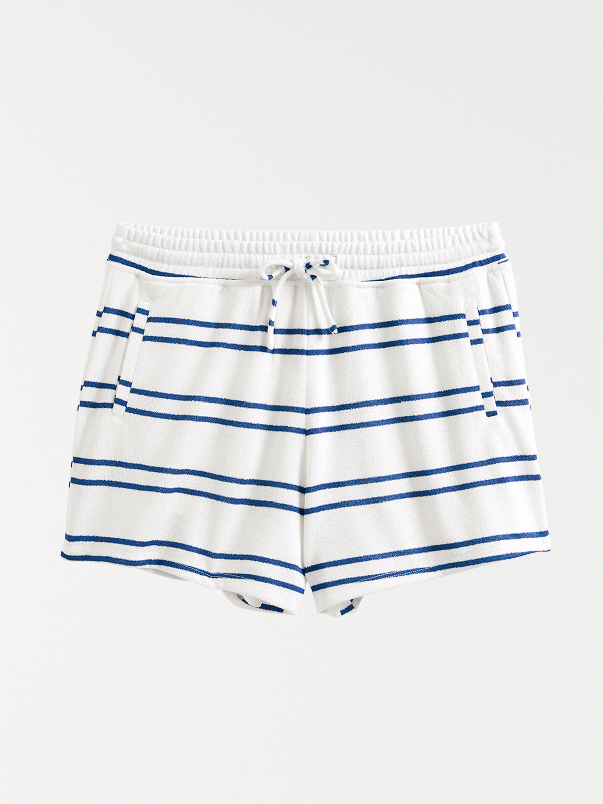 Short blanc tricot rayé femme