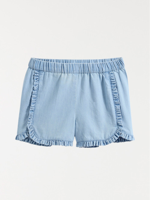 Short denim léger volants fille (3-12A)