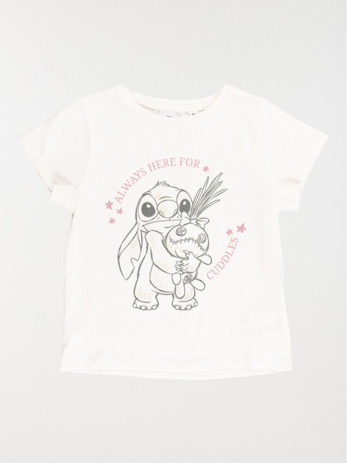 Tee-shirt Stitch fille écru (3-12A)