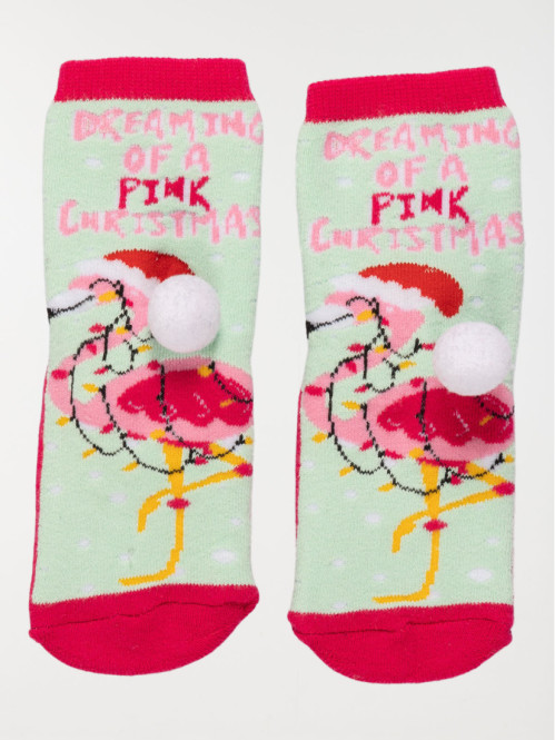 Chaussettes antidérapantes flamant fille
