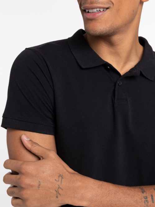 Polo noir homme 100% coton