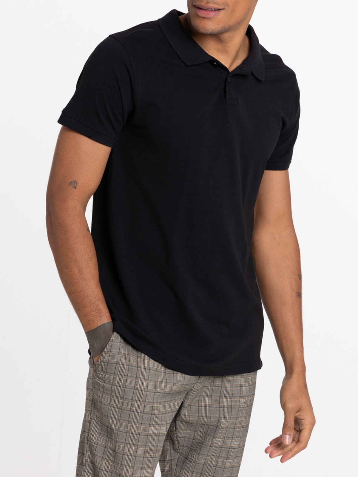 Polo noir homme 100% coton
