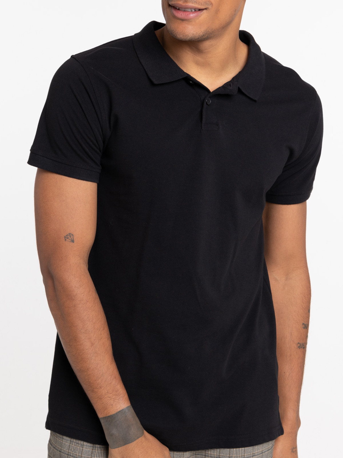 Polo noir homme 100% coton