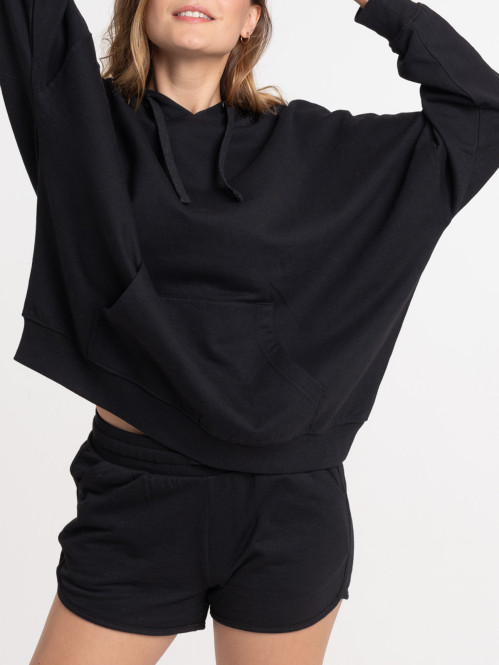Sweat à capuche noir femme