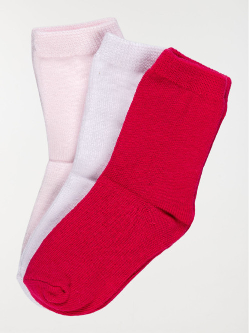 Lot 3 paires de chaussettes unies fille