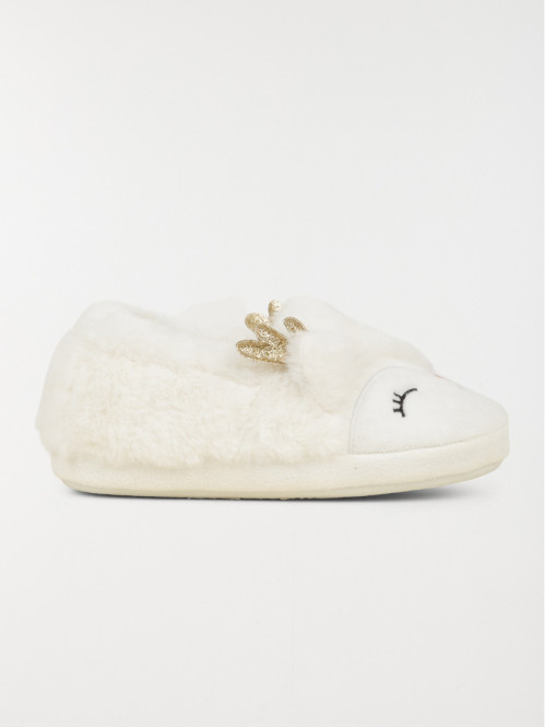 Chausson renne 3D blanc...