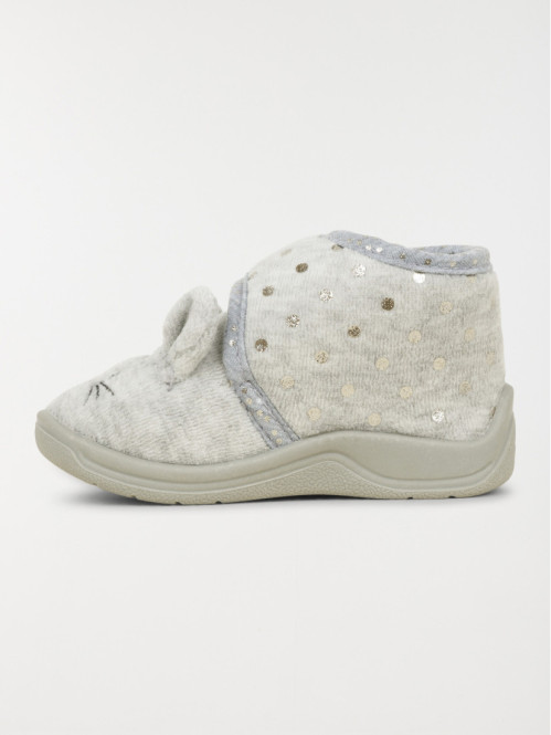 Chausson lapin 3D gris...