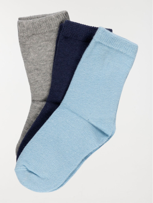 Lot 3 paires de chaussettes unies garçon