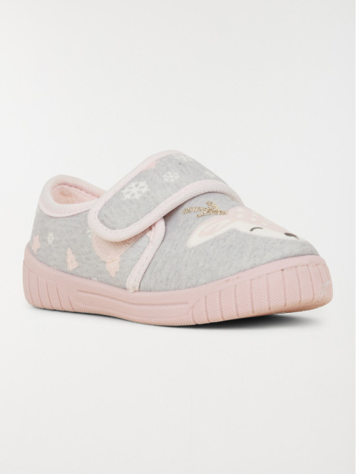 Chausson cerf gris fille...