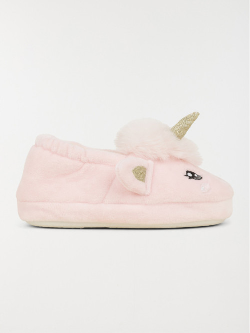 Chausson rose licorne 3D fille (24-30)