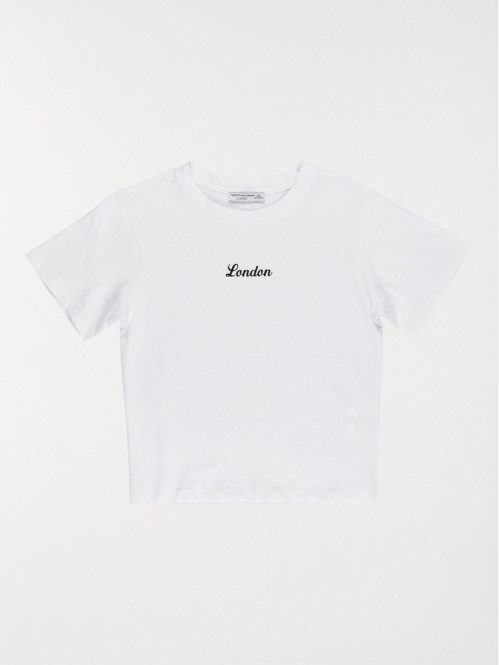 T-shirt blanc London fille (XXS-S)