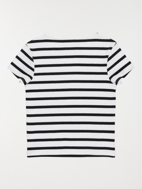 T-shirt côtelé rayé fille...