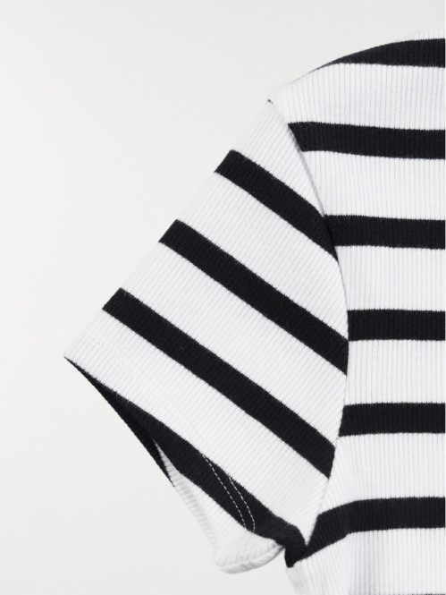 T-shirt côtelé rayé fille...