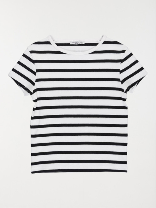T-shirt côtelé rayé fille (XXS-M)