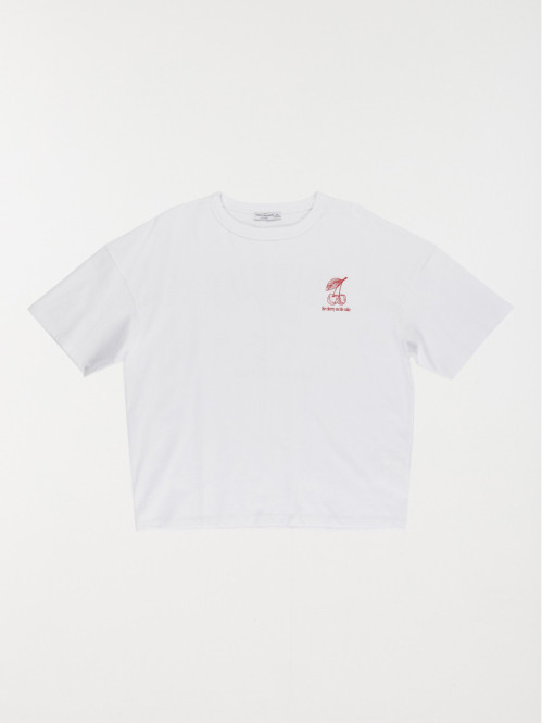 Tee-shirt cerises fille blanc (XXS-M)