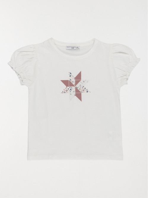 Tee-shirt origami fille écru (3-12A)