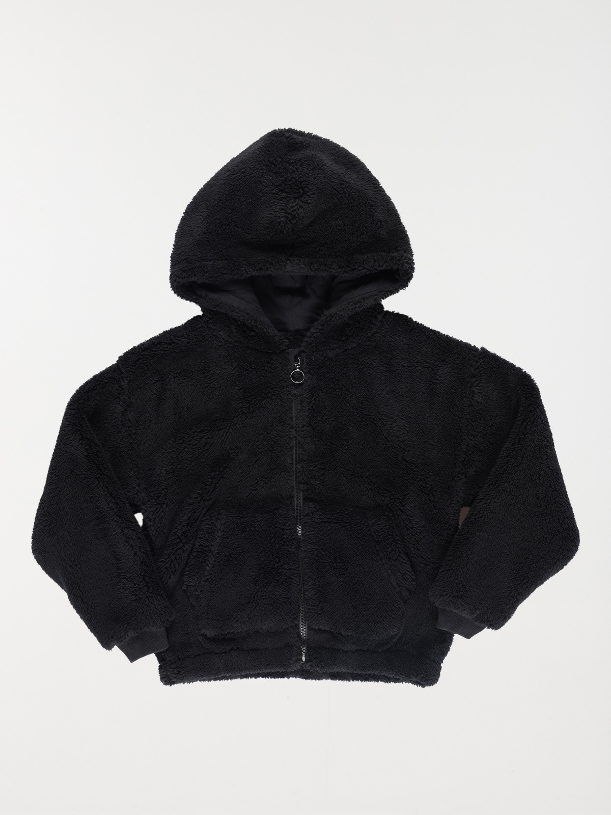 Sweat zippé tout doux fille noir (3-12A)