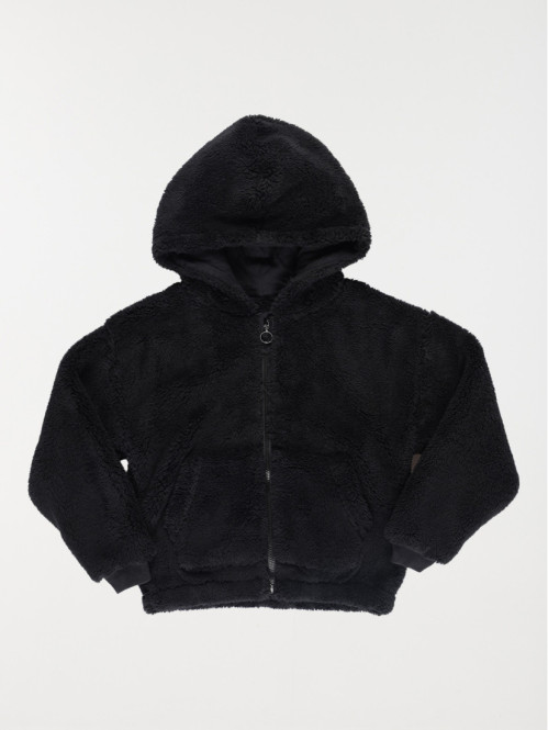 Sweat zippé tout doux fille noir (3-12A)