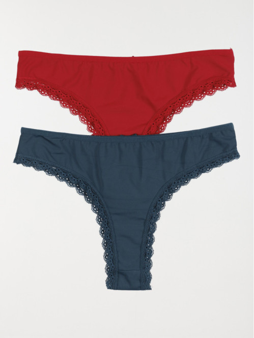 Lot 2 tangas unis femme (S-XL)