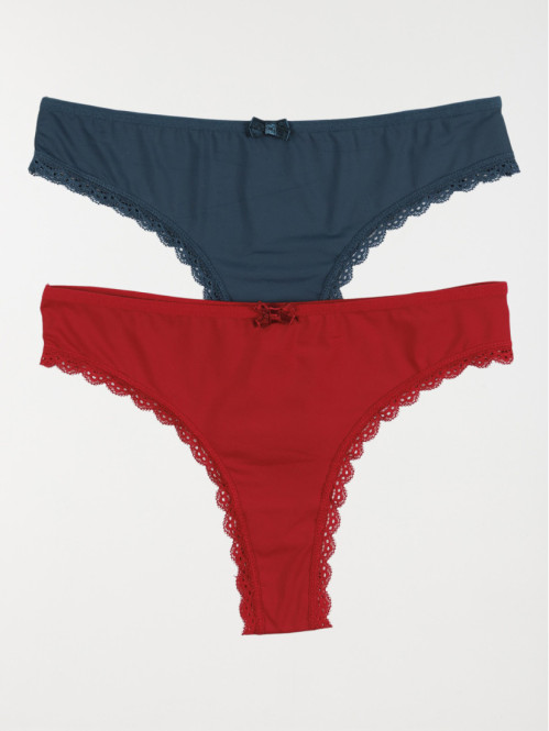 Lot 2 tangas unis femme (S-XL)