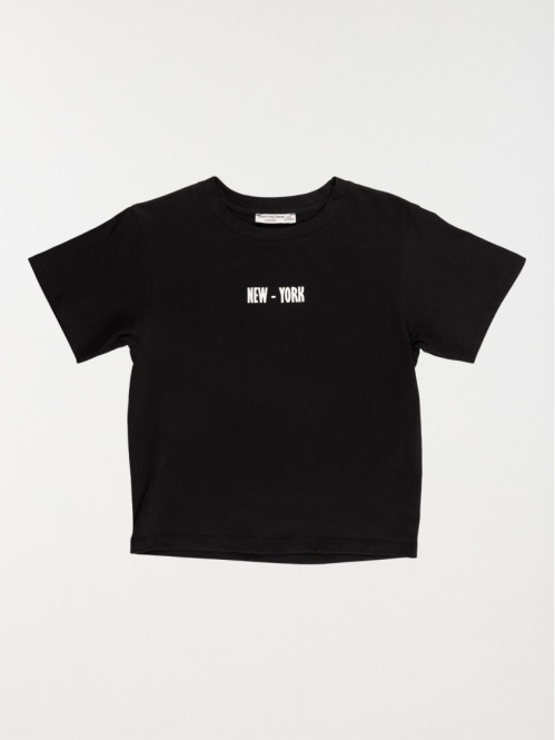 T-shirt noir inscriptions fille (XXS-S)
