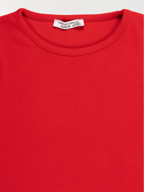 T-shirt côtelé fille rouge peps (XXS-M)