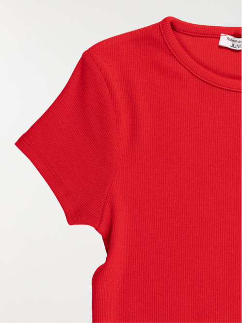 T-shirt côtelé fille rouge peps (XXS-M)